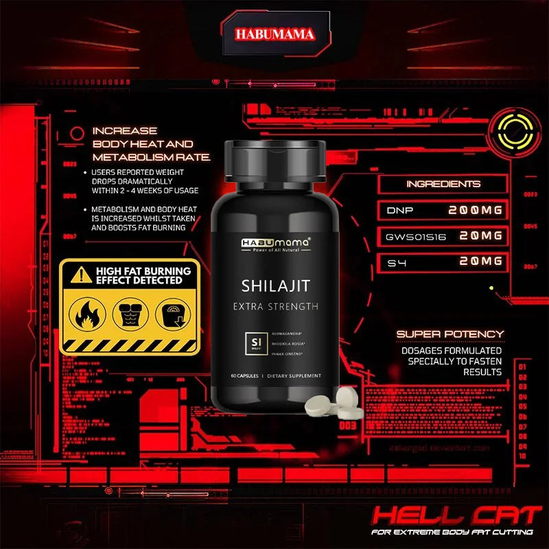 HABUMAMA Shilajit Pure Himalayan, Energy Booster Ashwagandha, Rhodiola Rosea, Ginseng, Size Endurance Strength Men Supplement