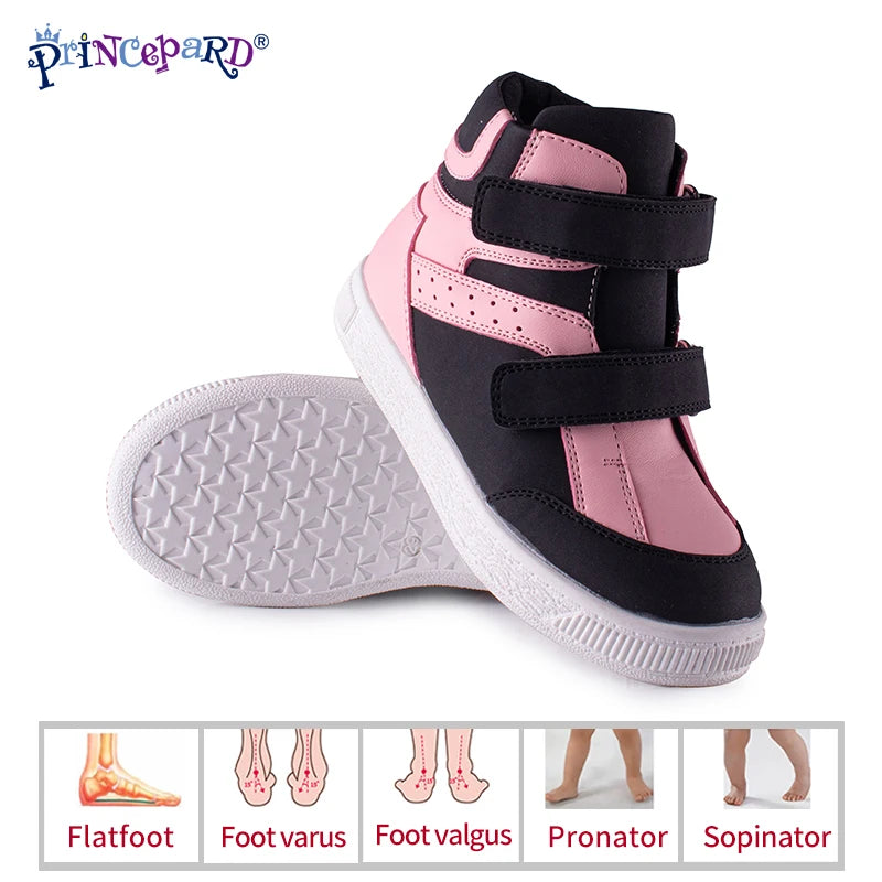 Princepard Children's Orthopedic Antiskid Shoes Casual Sneaker with Arch Support  Leather Correcting Shoes Boys and Girls