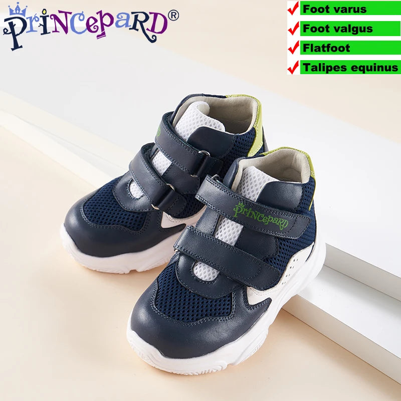 Orthopedic Shoes for Kids Princepard Child Autumn Sports Sneaker Navy White Arch Support and Corrective Insoles