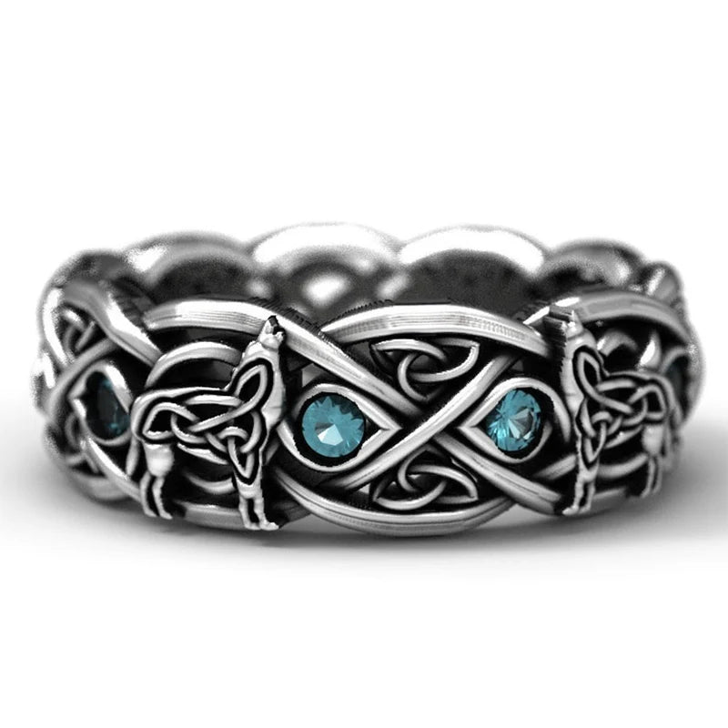 Huitan Viking Nordic Mythology Giant Wolf Men Ring Defense Totem Wolf Fashion Hip Hop Rock Unisex Finger Ring Punk Gift