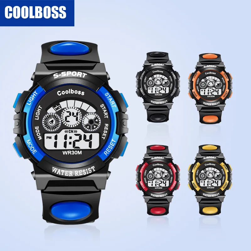 COOLBOOS Children Watches Digital Sport Wristwatch For Kids Boys Girls Silicone Strap Waterproof Fashion Simple Big Dial Clock