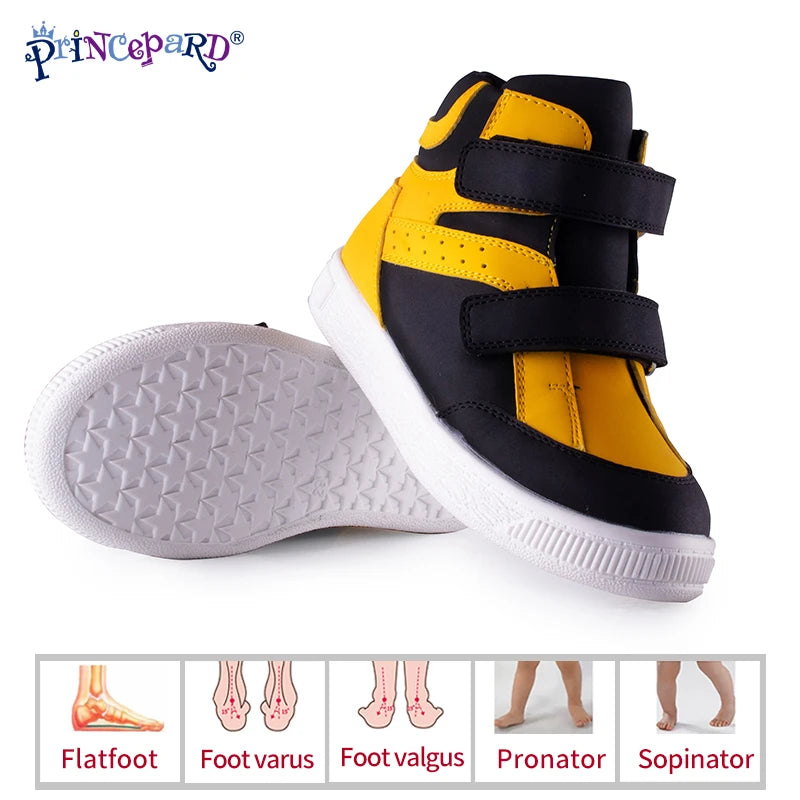 Princepard Children's Orthopedic Antiskid Shoes Casual Sneaker with Arch Support  Leather Correcting Shoes Boys and Girls