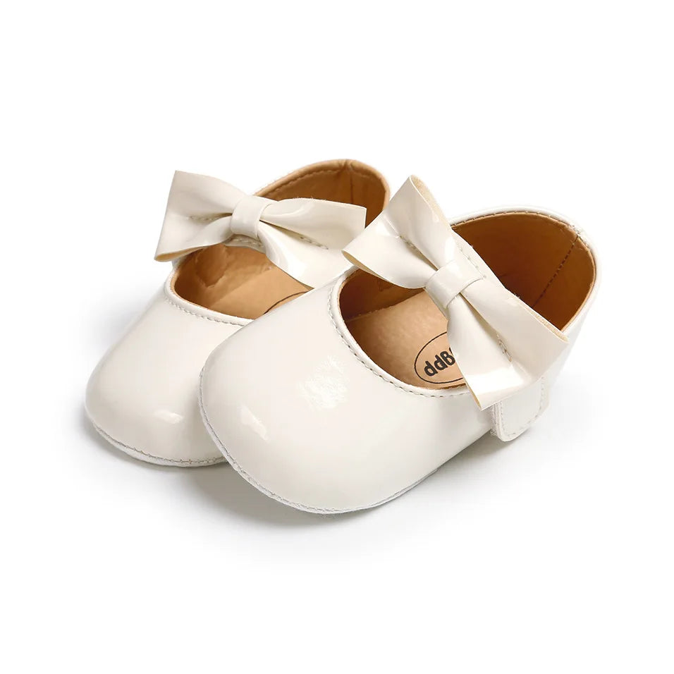 Newborn Baby Shoes Baby Girls Shoes PU Anti-slip Bowknot Classic Princess Dress Shoes First Walker Toddler Crib Shoe Moccasins