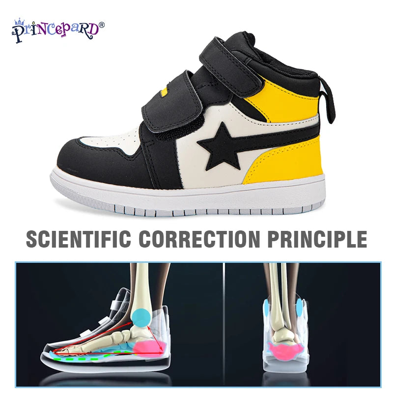 Princepard Children's Orthopedic Antiskid Shoes Casual Sneaker with Arch Support  Leather Correcting Shoes Boys and Girls