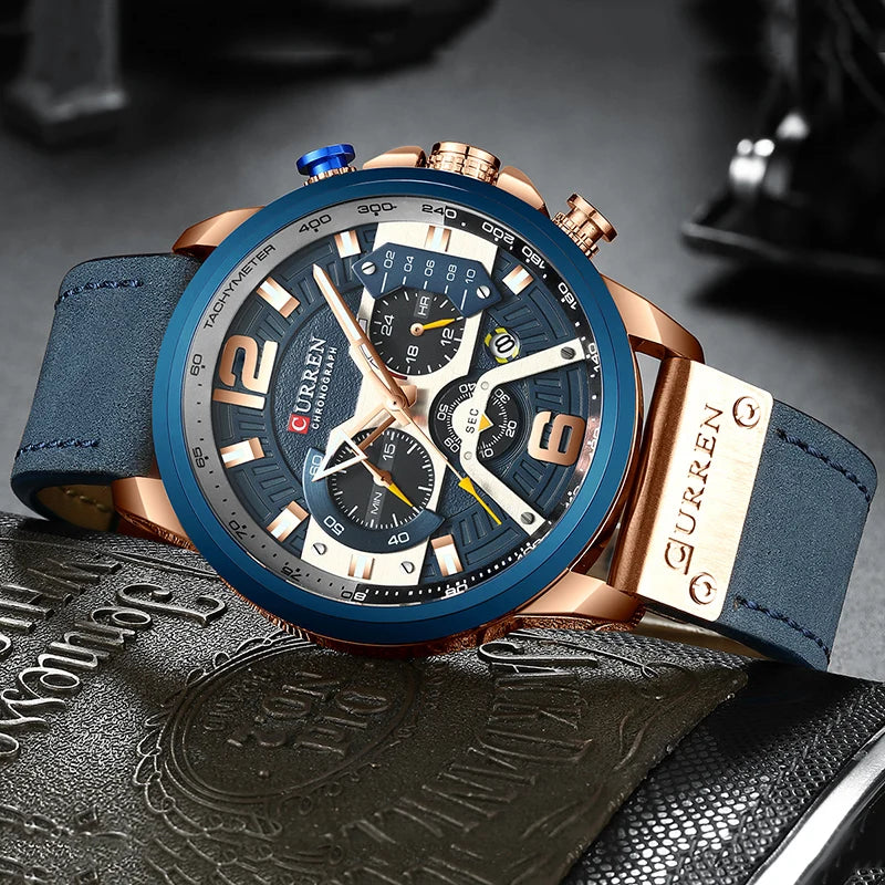 CURREN Luxury Brand Men Analog Leather Sports Watches Men's Army Military Watch Male Date Quartz Clock Relogio Masculino 2021