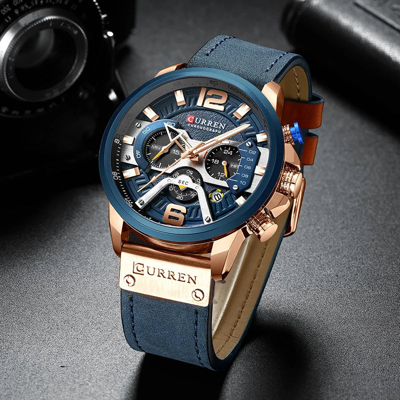 CURREN Luxury Brand Men Analog Leather Sports Watches Men's Army Military Watch Male Date Quartz Clock Relogio Masculino 2021