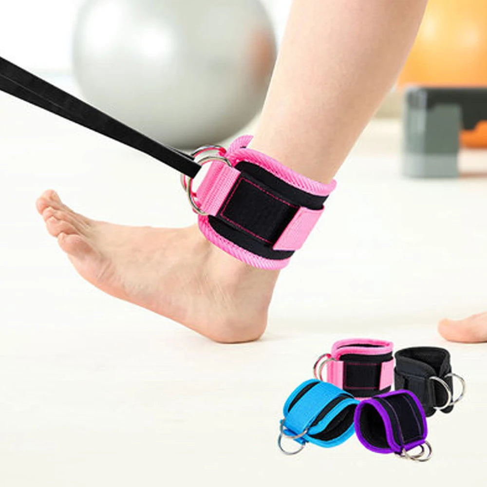 1Pair Fitness Ankle Straps Leg Exercises Adjustable D-Ring Ankle Cuffs Gym Workouts Glutes Legs Strength Sports Feet Guard