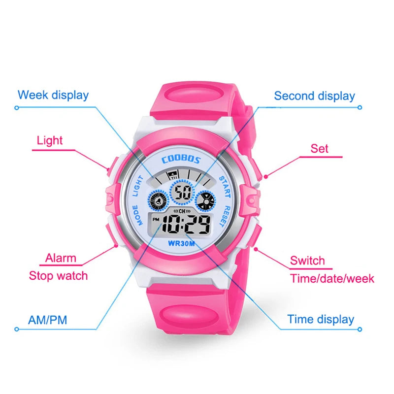 Kids Children's Watch Electronic Quartz WristWatch for Boy Girl 30m Life Waterproof Student Sports Watches Colorful Clock reloj