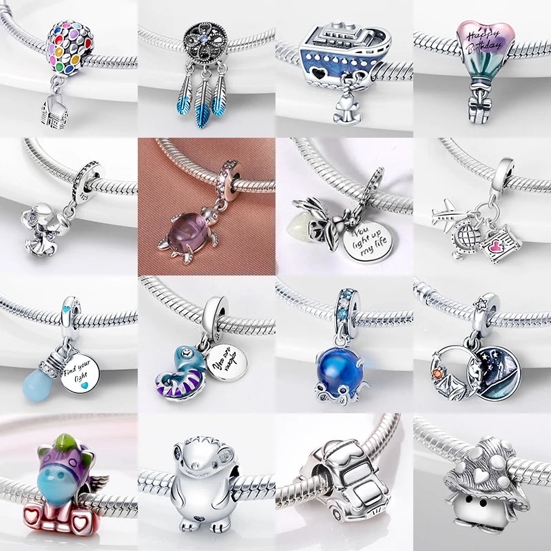 2024 Hot Sale New in Charm Beads Fits Pandora Bracelet Women 925 Silver Original Luminous Discolored Pendant Bead Jewelry Gift