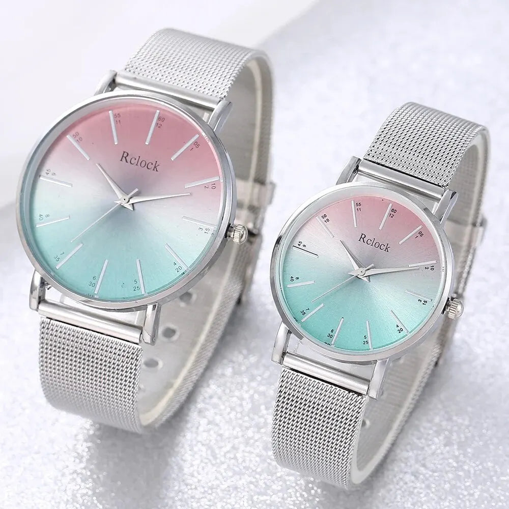 2023 New Couple Simple Watch Fashion Wristwatches For Women And Man Stainless Mesh Quartz Clcok Watch