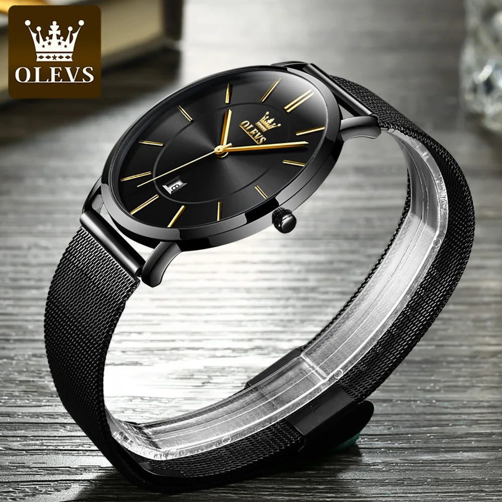 OLEVS New Watch for Men Minimalist Ultra Thin Fashion Casual Analog Quartz Date Watch Simple Big Face Dress Waterproof Watch5869