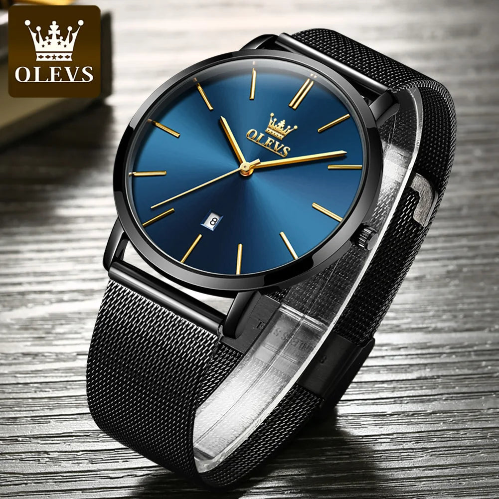 OLEVS New Watch for Men Minimalist Ultra Thin Fashion Casual Analog Quartz Date Watch Simple Big Face Dress Waterproof Watch5869