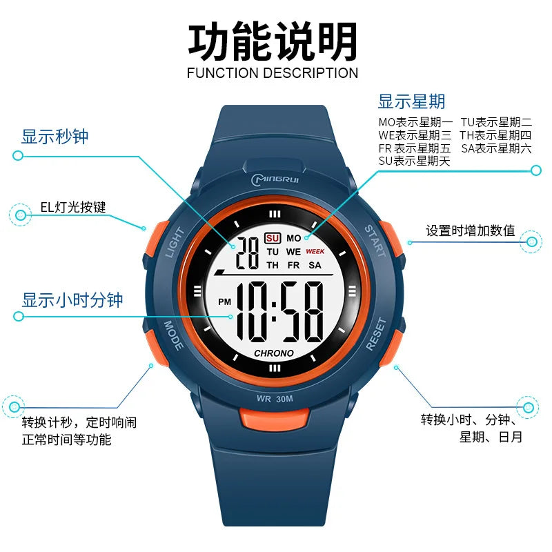 UTHAI CE49 Kids Watches Fashion Luminous Waterproof Alarm Clock Smart Watches Boys and Girls Student Electronic Watch Gift