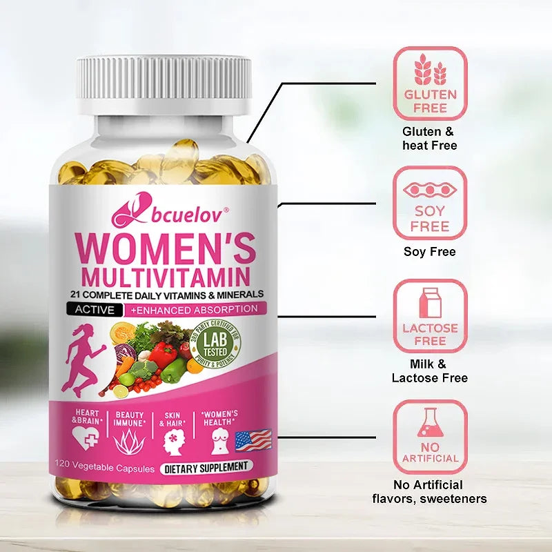 Women's Multivitamin - Daily Vitamin & Mineral Supplement - Skin, Hair, Immune, Digestive Support for Women's Health