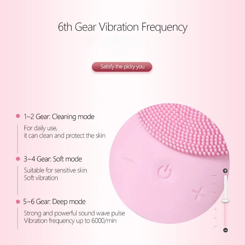 Ultrasonic Electric Silicone Face Cleansing Instrument Wash Brush Pore Cleaning Facial Vibration Massage Relaxation Tool