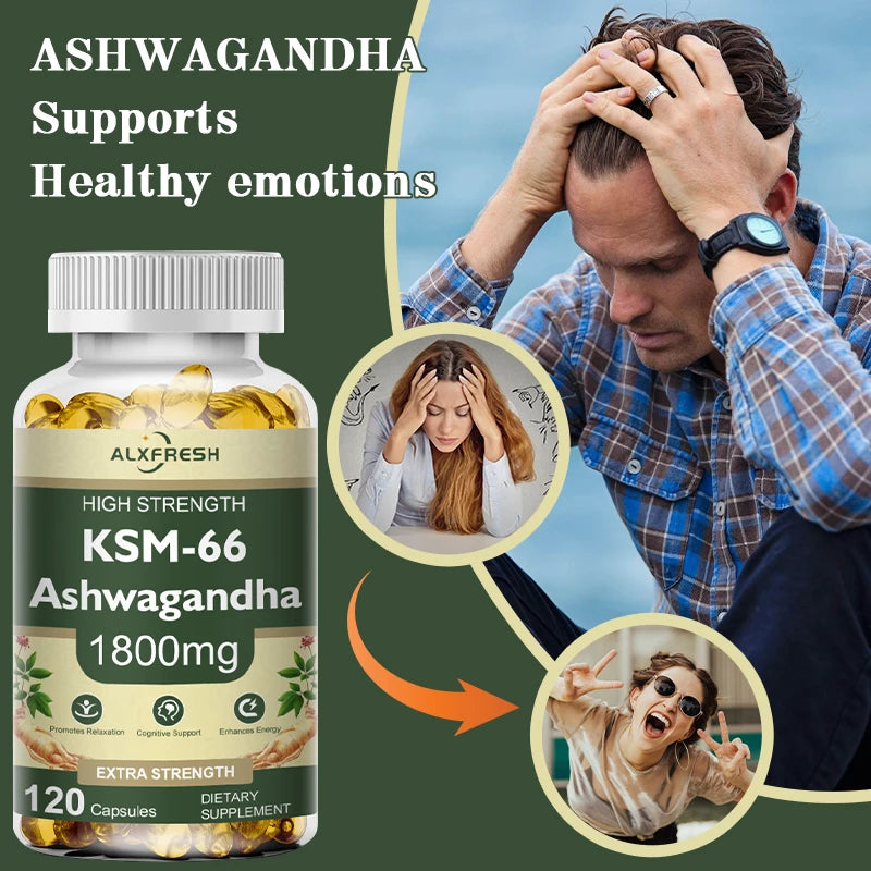 KSM-66 Natural Ashwagandha Capsules Ashwagandha Supplement| 1800mg for Health Support - Plant Based Vegan Gluten-Free