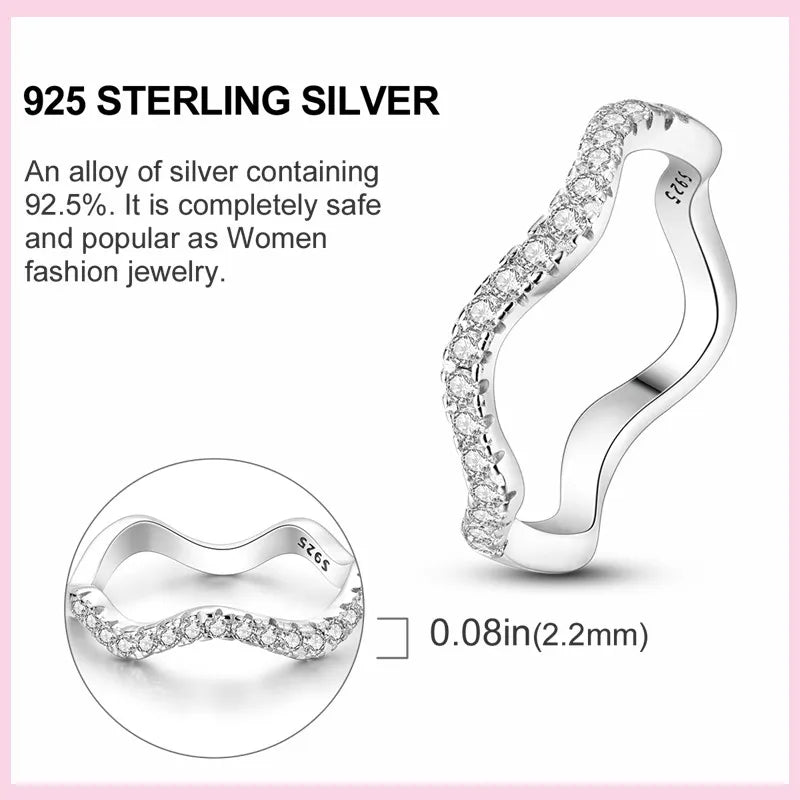 925 Sterling Silver Simple Fashion Eternal Ring Stackable Round Ring Shiny Zircon For Women Popular Wedding Classic Jewelry