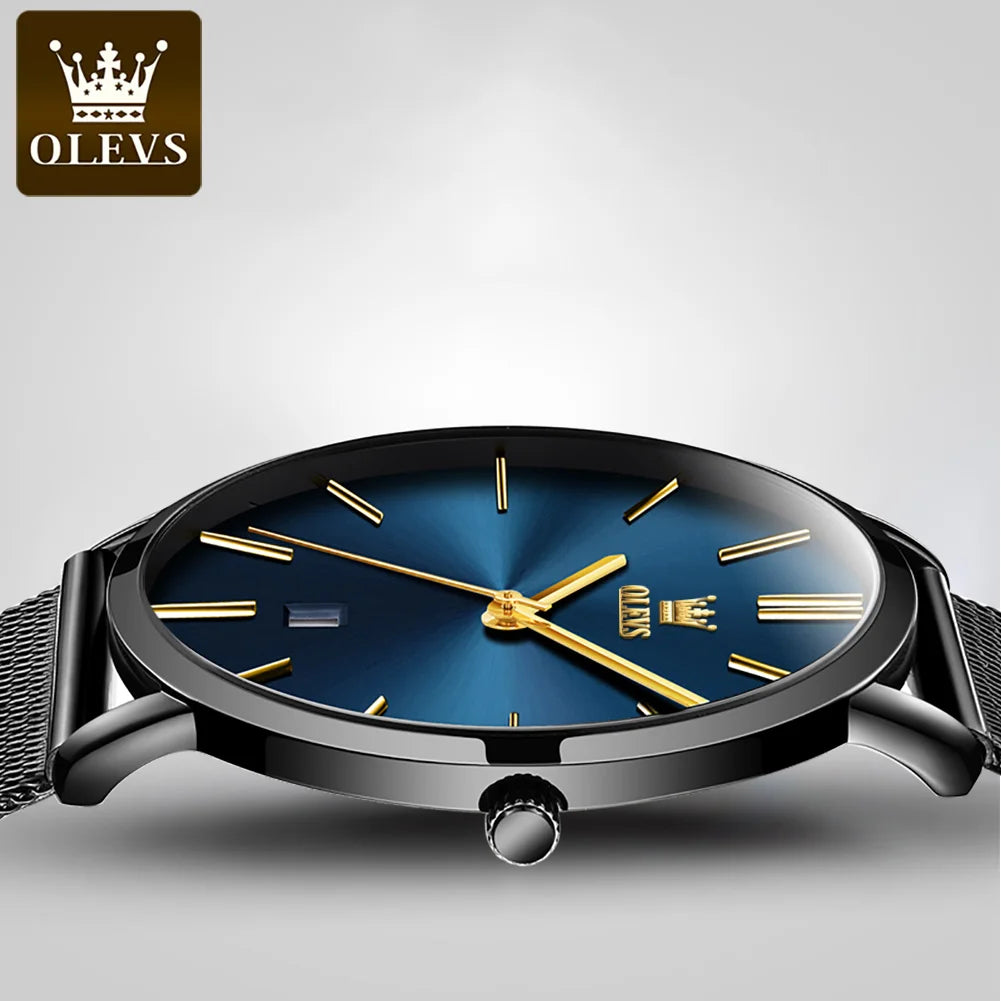 OLEVS New Watch for Men Minimalist Ultra Thin Fashion Casual Analog Quartz Date Watch Simple Big Face Dress Waterproof Watch5869