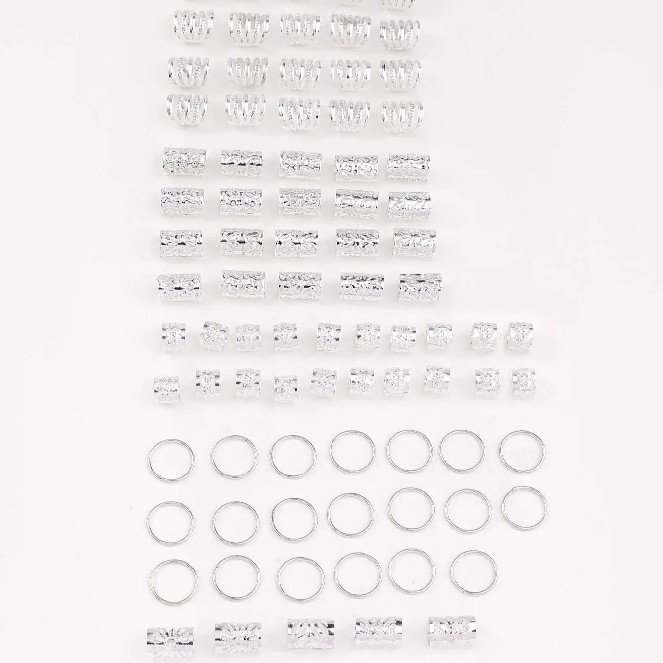 85pcs Hollow Out Hair Ring Accessories,Dreadlocks Beads Hair Braid Rings Clips Dread Locks Hair Braiding Metal Cuffs Decoration