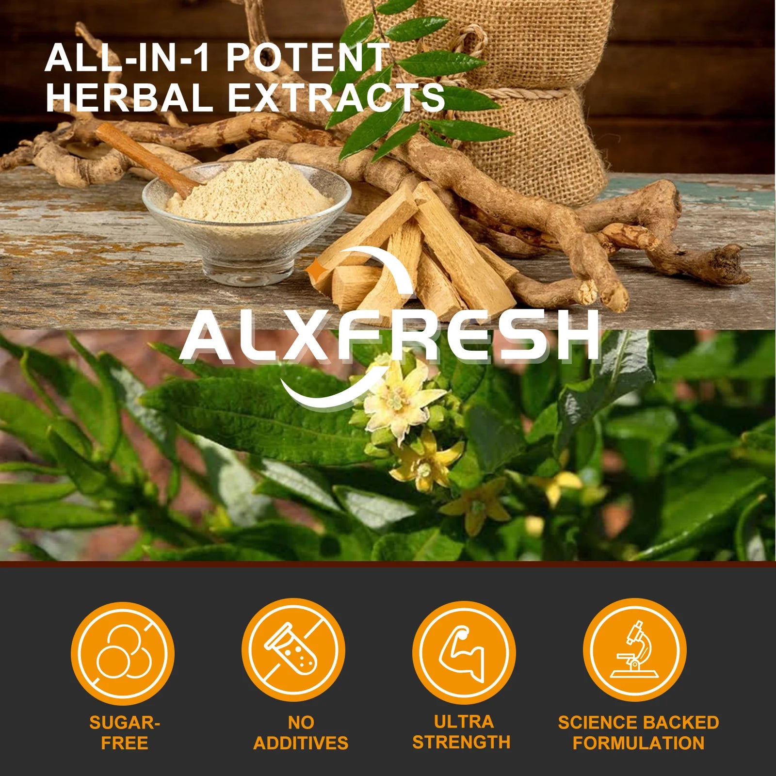 Alxfresh Fadogia Agrestis 1000mg Complexed with Tongkat Ali 500mg Zinc Ashwagandha L-Arginine Black Pepper Supplement for Men