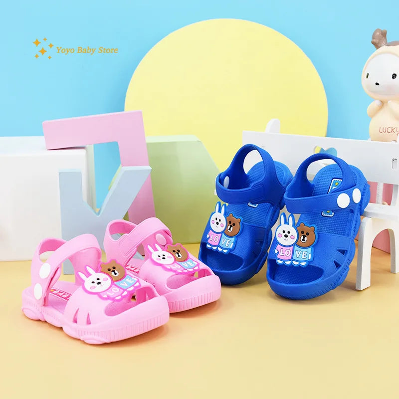 Baby Sandals Flat Heels Solid Summer Baby Shoes Sandals Kids Baby Boys Girls Cartoon Slippers Children's Garden Shoes