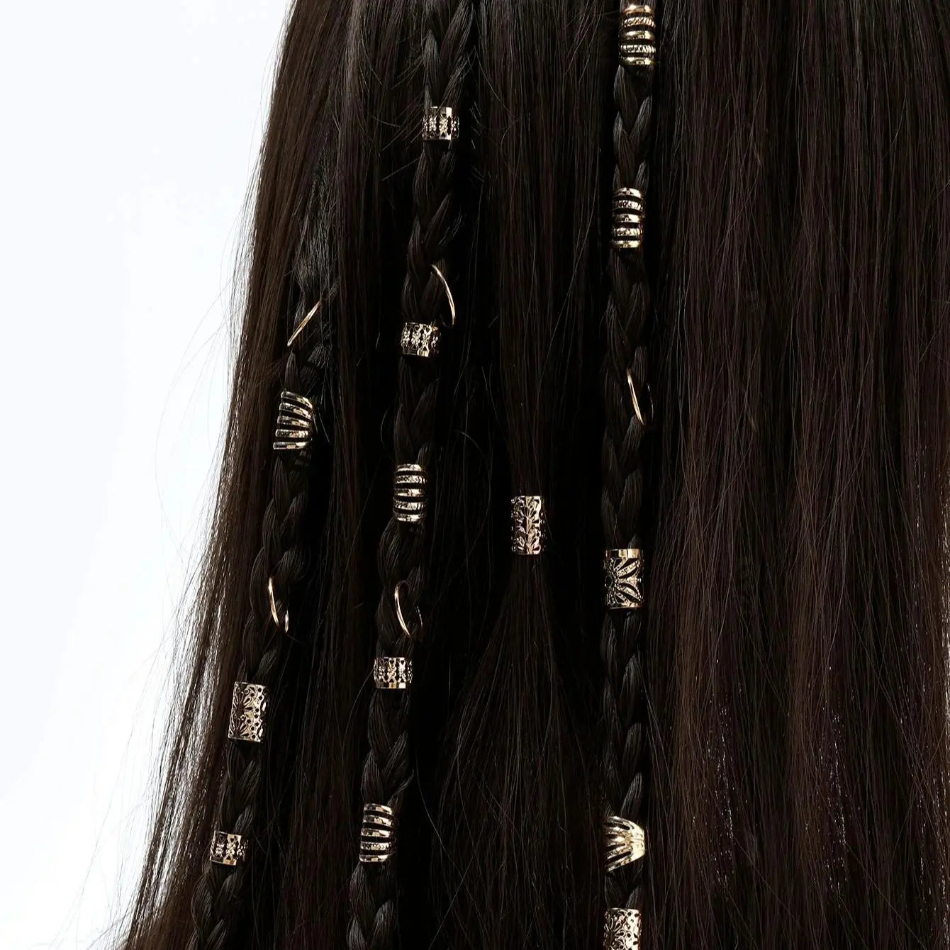 85pcs Hollow Out Hair Ring Accessories,Dreadlocks Beads Hair Braid Rings Clips Dread Locks Hair Braiding Metal Cuffs Decoration