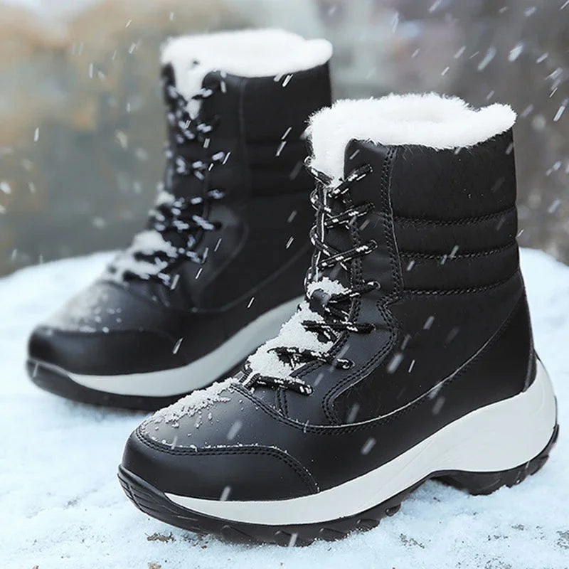 Women Boots Winter Platform Heels Snow Boots for Wamen 2023 Trend Fur Warm Ankle Boots Female Plush Winter Waterproof Shoes