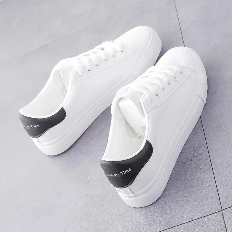 Fashion Shoes Women's Vulcanize Shoes 2023 New in Casual Classic Solid Color PU Leather Shoes Woman Casual White Shoes Sneakers