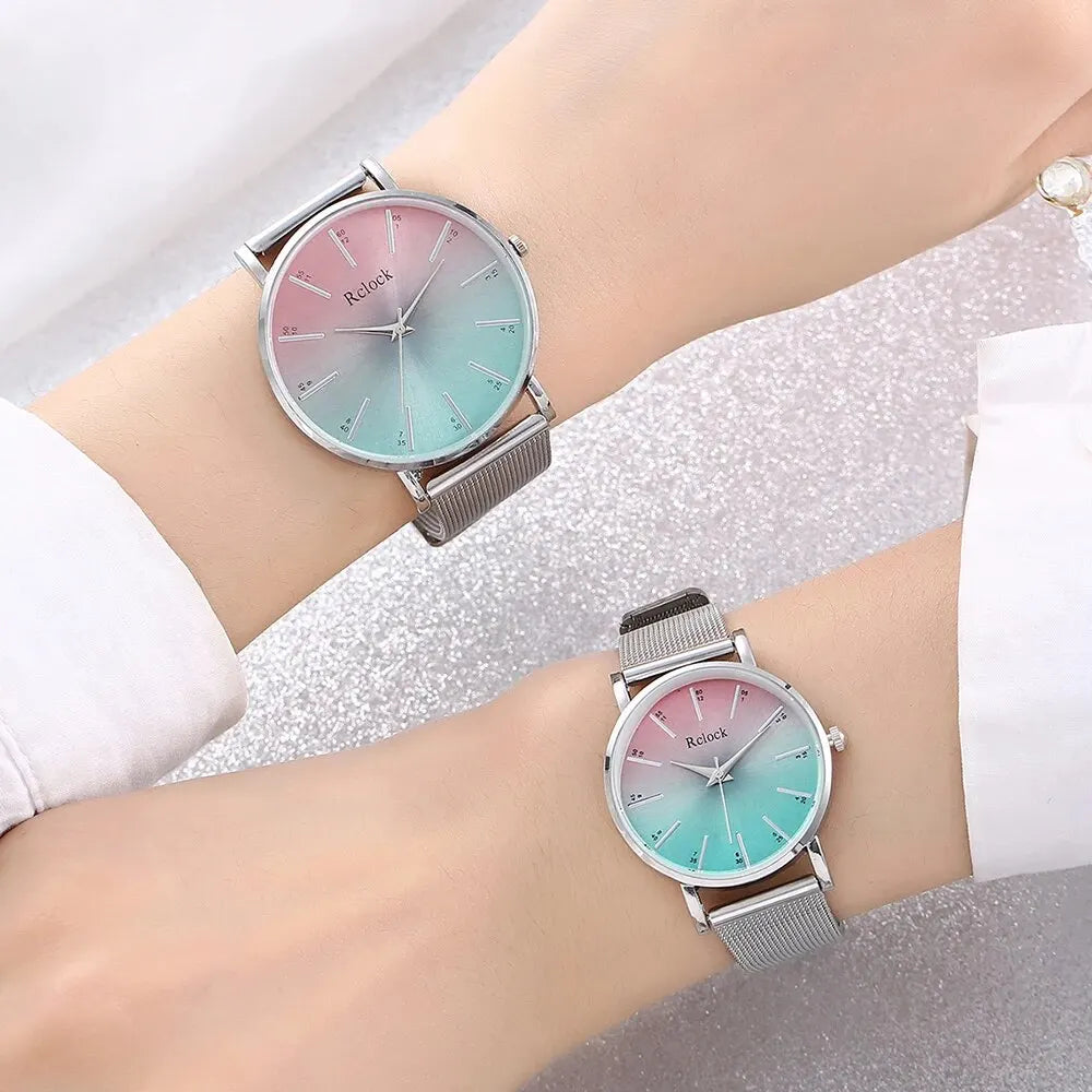 2023 New Couple Simple Watch Fashion Wristwatches For Women And Man Stainless Mesh Quartz Clcok Watch