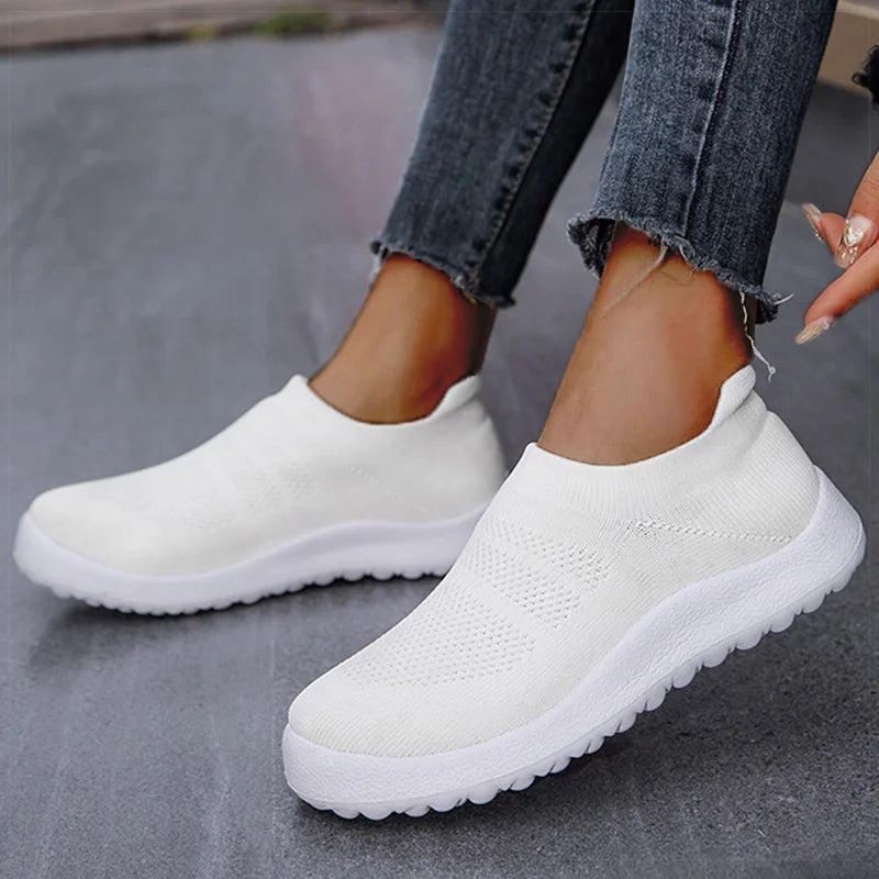 Women Sneakers For Summer Flat Shoes Women Slip On Sock Flats Shoes Casual Zapatillas Mujer Breather Sports Shoes Female Loafers