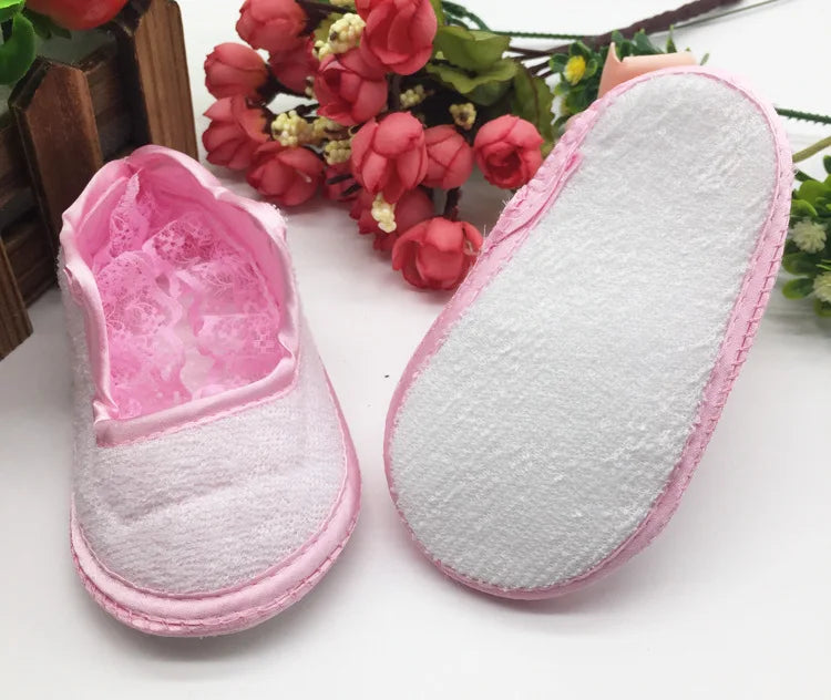 Princess Party Lace Floral Soft Sole Crib Shoes Newborn Baby Girl Shoe Anti-slip Sneaker Prewalker Toddler Kid 0-12M Pink Shoes