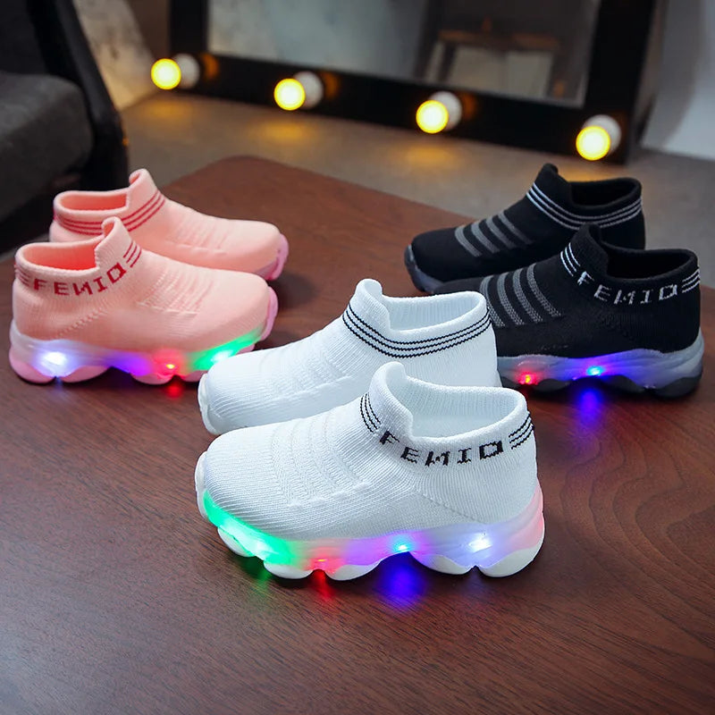 Kids Casual Sneaker Kids Shoes for Girl  LED Light Shoes Sports Shoes Luminous Socks Shoes Cozy Young Children Boys Shoes Tennis