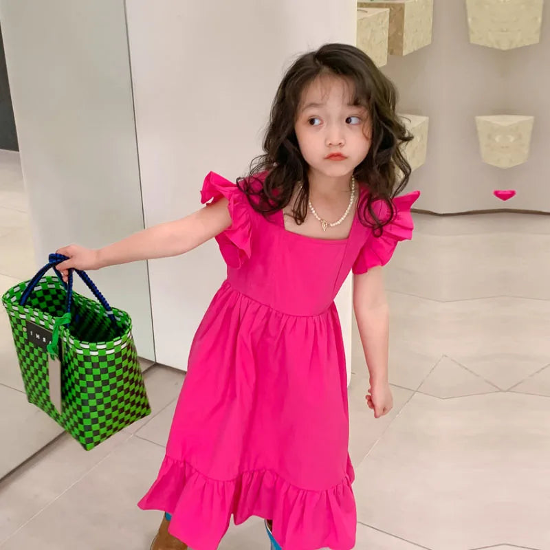 Dress girl clothes summer bow halter sweet leisure princess dresses 2-7 years old fashion new Korean version children's clothing