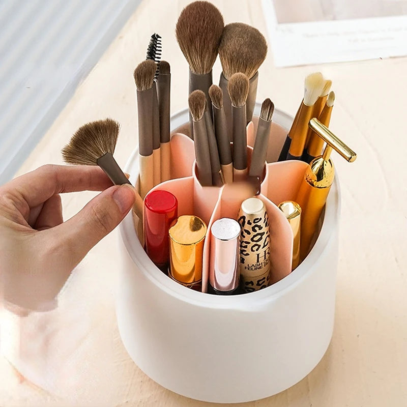 -360 Degree Rotating Makeup Brush Storage Box Desktop Cosmetic Brushes Organizer Lipstick Eyebrow Pencil Eye Shadow Brush Holder