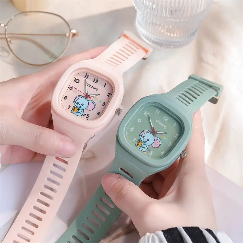 New Lovely Kids Watch Square Luminous Watch Fashion Silicone Sports Watch for Students Luminous Watch Popular in Instagram