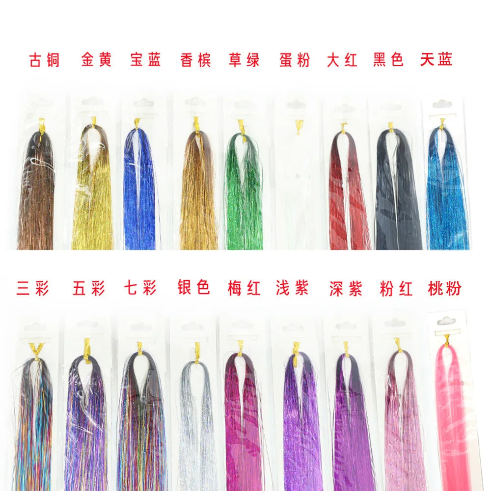 Shiny Sparkle Hair Tinsel Kit Rainbow Women Colorful Glitter Bling Hair Extension Twinkle Hair Dazzles Accessories for Braiding