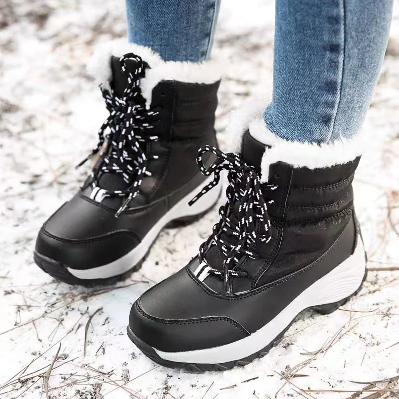 Women Boots Winter Platform Heels Snow Boots for Wamen 2023 Trend Fur Warm Ankle Boots Female Plush Winter Waterproof Shoes