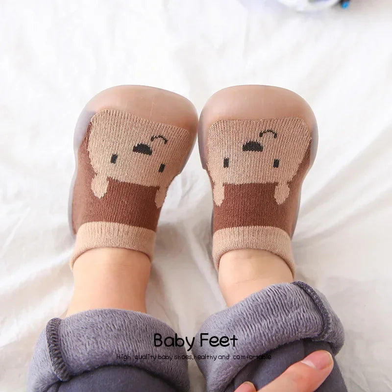 Anti-slip Baby Shoes Cartoon Children Rubber Sole First Walkers Newborn Baby Cotton Non-slip Floor Socks Infant Walking Shoes