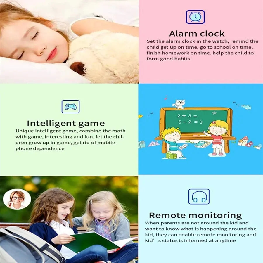 Kids Smart Watch 2023 New Sim Card Smartwatch For Children Sos Call Phone Camera Voice Chat Photo Boy Girl Gift Color Screen Q19