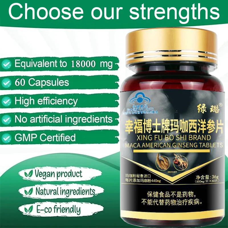 Ginseng capsule for men and women, supplement, can increase energy, mood, endurance and performance.