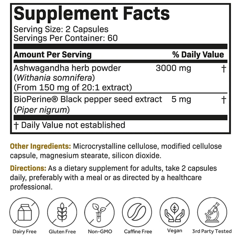 Ashwagandha Extract Capsules Improved Sleep Relieve Stress Enhances Immunity Potency Erection Male Healthy Supplement