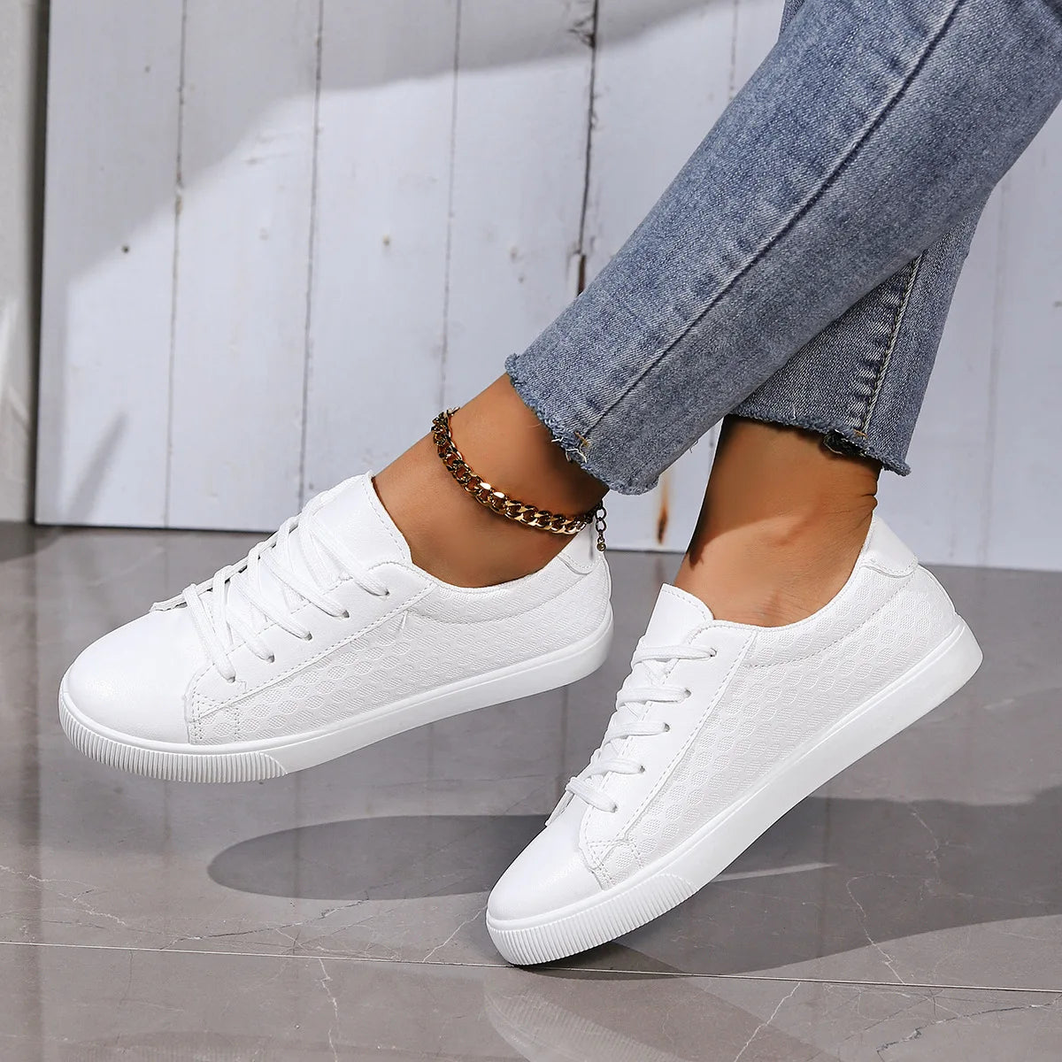 Little White Shoes for Women 2024 New Spring Version Lace-up Casual Shos Ladies Comfort Non-slip Flats Woman Sneakers Zapatillas