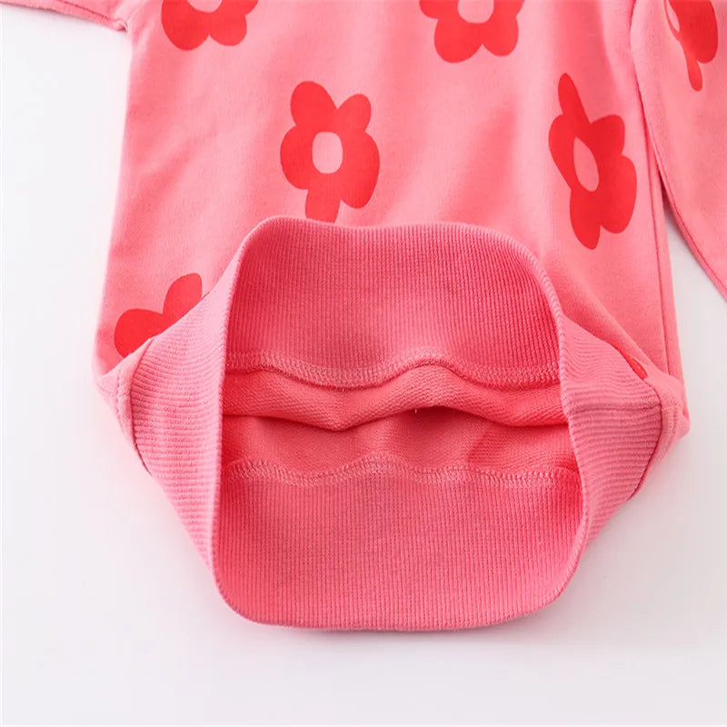 Jumping Meters New Arrival Autumn Spring Girls Sweatshirts Flowers Print Long Sleeve Sport Baby Costume Hooded Shirts Kids Tops