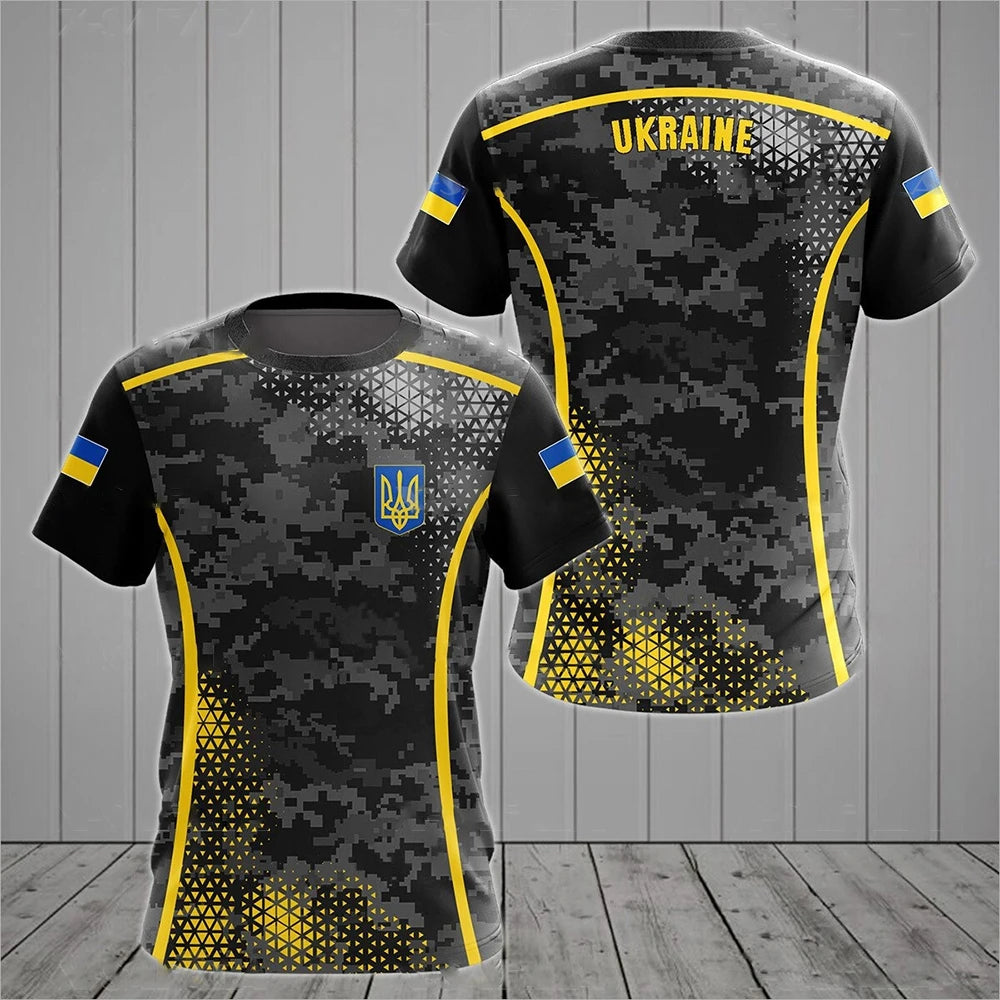 Ukraine Flag Shirt Men's T-shirt Tops Ukrainian Army Camouflage Short Sleeve Jersey Summer O-Neck Oversized Streetwear Male Tees