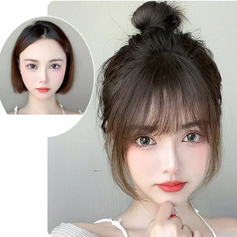 Fake Air Bangs Synthetic Hair Fake Fringe Natural False Hairpiece Hair Styling Hair Clip-In Extension Women Clip In Bangs Tools