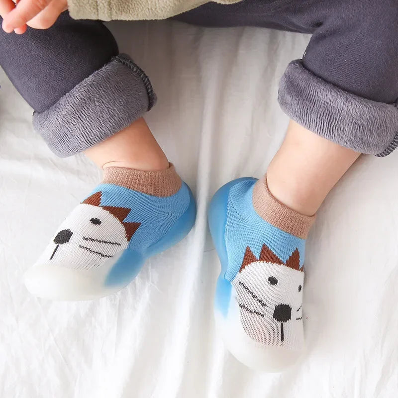 Anti-slip Baby Shoes Cartoon Children Rubber Sole First Walkers Newborn Baby Cotton Non-slip Floor Socks Infant Walking Shoes