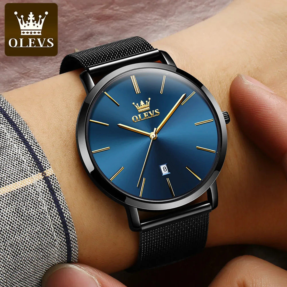 OLEVS New Watch for Men Minimalist Ultra Thin Fashion Casual Analog Quartz Date Watch Simple Big Face Dress Waterproof Watch5869