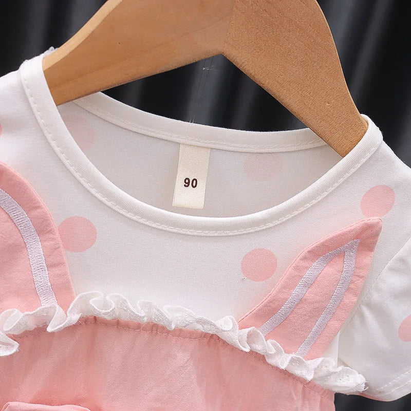 Toddler Girl Dress Cartoon Rabbit Ear Princess Costume Bow Birthday Dress Baby Girl Clothes Children A-Line Dress Kid A1024