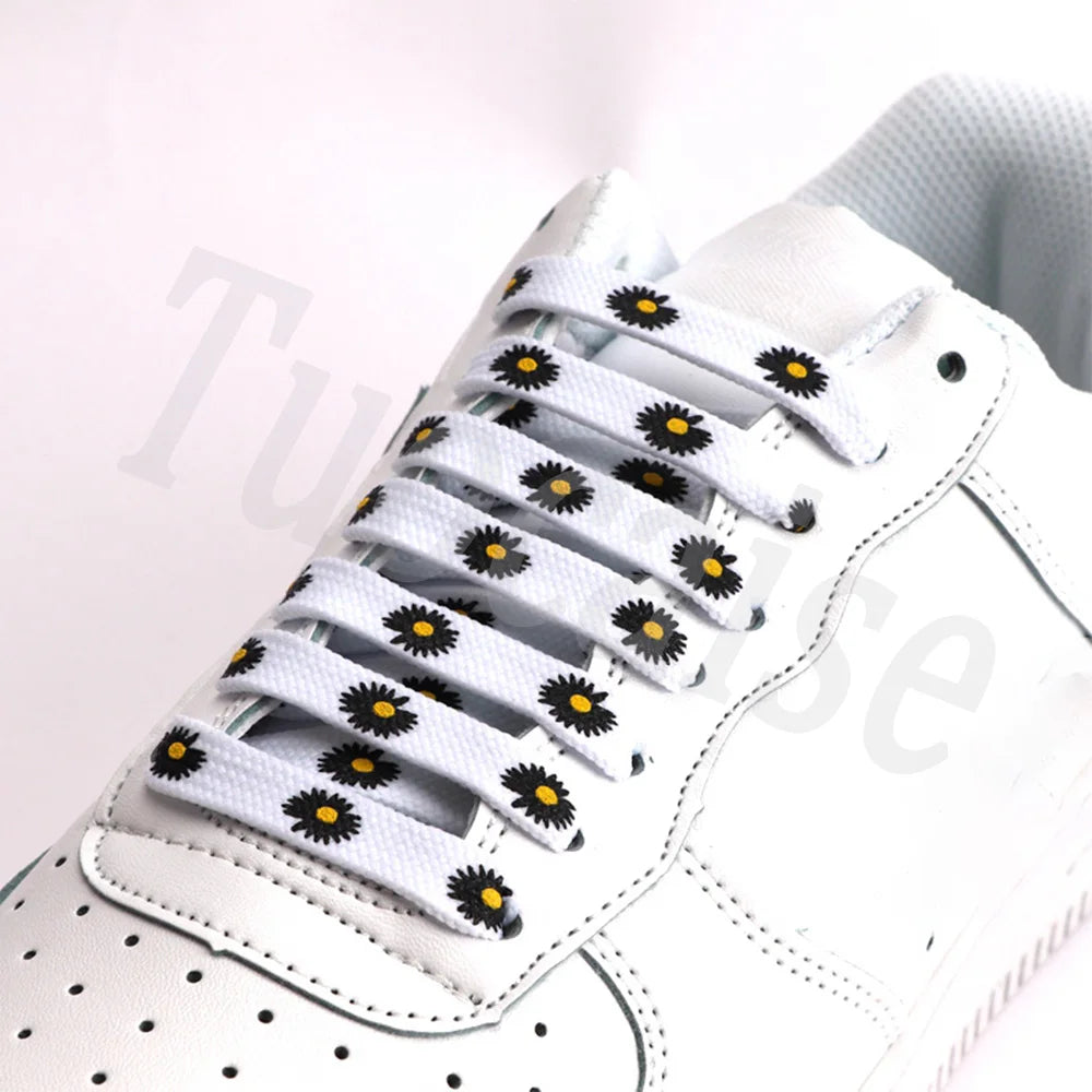 1 Pair of Little Daisies Shoelaces Cartoon Print Fashion Women Men's Shoe lace High-top Canvas Sneakers Shoelace Flat Shoe laces