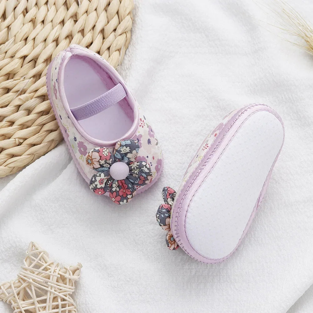 Baby Shoes for Kids Girls Colorful Flowers Princess Shoes Infant Toddler Soft Cotton Anti-slip First Walkers Shoes 0-18 Months